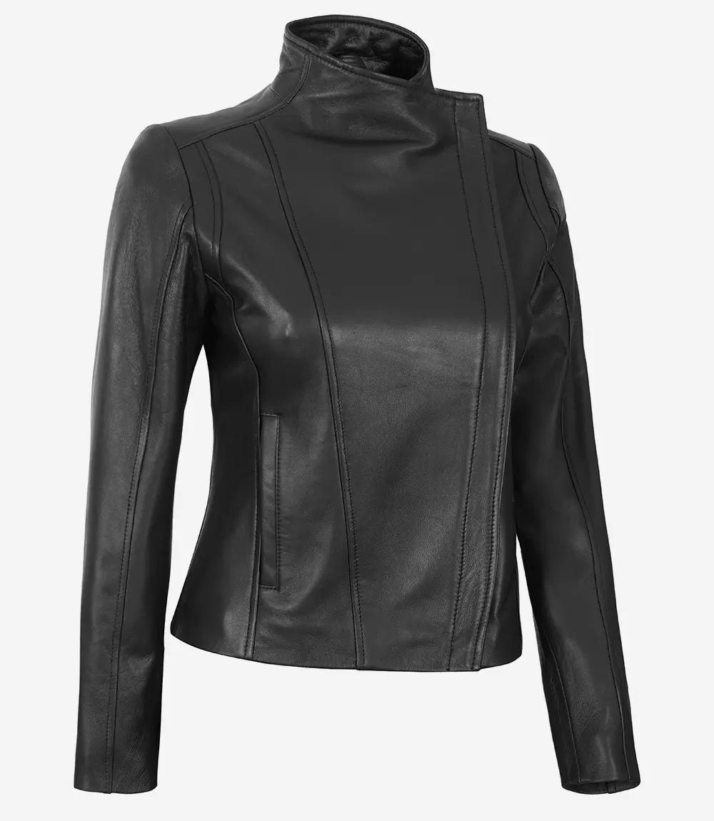 Arezzo Black Leather Cafe Racer Jacket