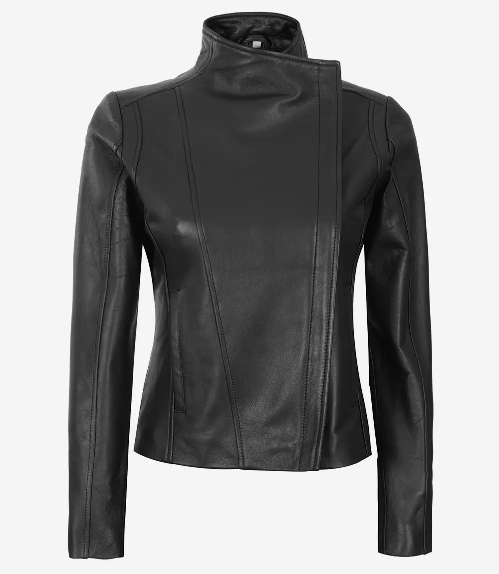 Arezzo Black Leather Cafe Racer Jacket