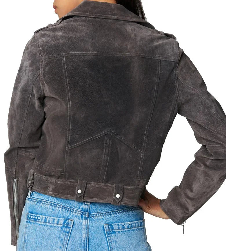 Women Suede Motorcycle Leather Jackets