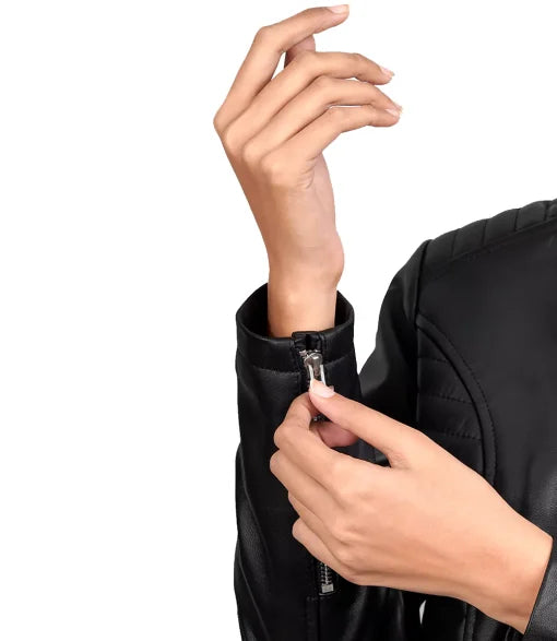 Womens Tall Black Cafe Racer Leather Jacket