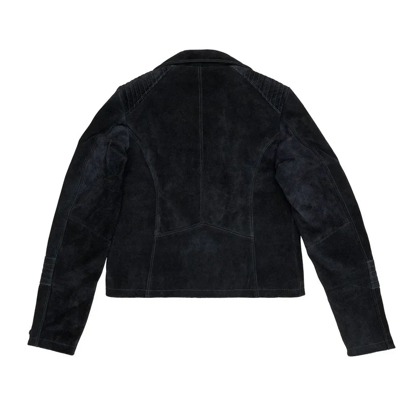 Women Black Suede Biker Jacket
