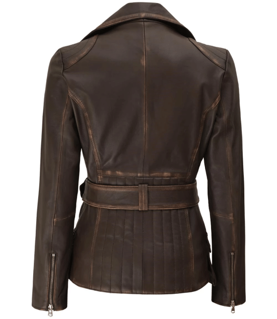 Womens Distressed Brown Leather Jacket