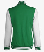 Womens Green And White Varsity Jacket – Baseball Style Jacket