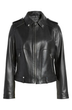 Womens Tall Black Nappa Leather Biker Jacket
