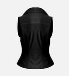 Women Black Suede Leather Biker Vest