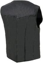 Women Classic Black Leather Motorcycle Vest