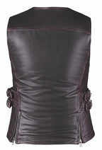 Women Purple Leather Motorcycle Vest