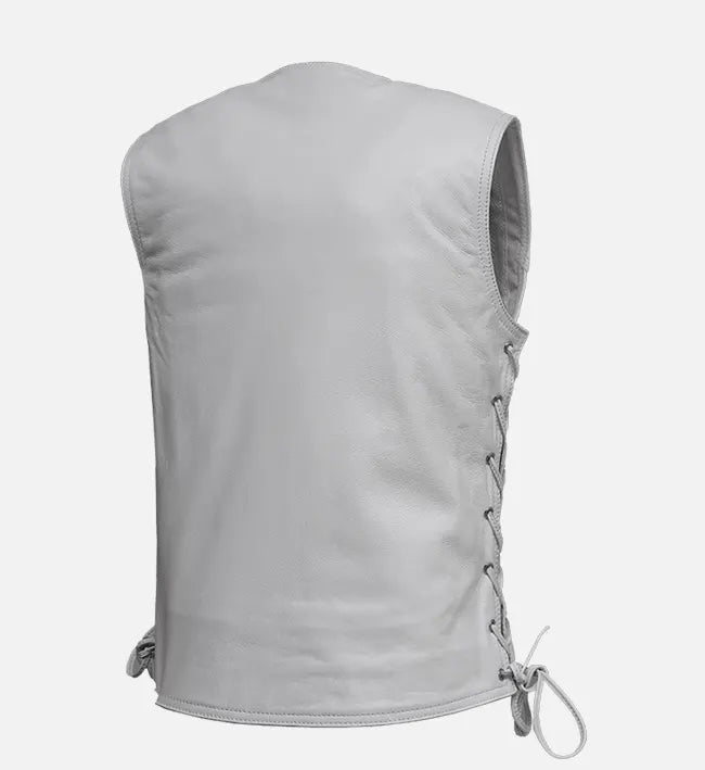 Women White Motorcycle Leather Vest