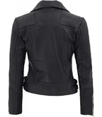 Real Leather Womens Biker Jacket Bari Black