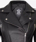 Black Cropped Leather Jacket for Women