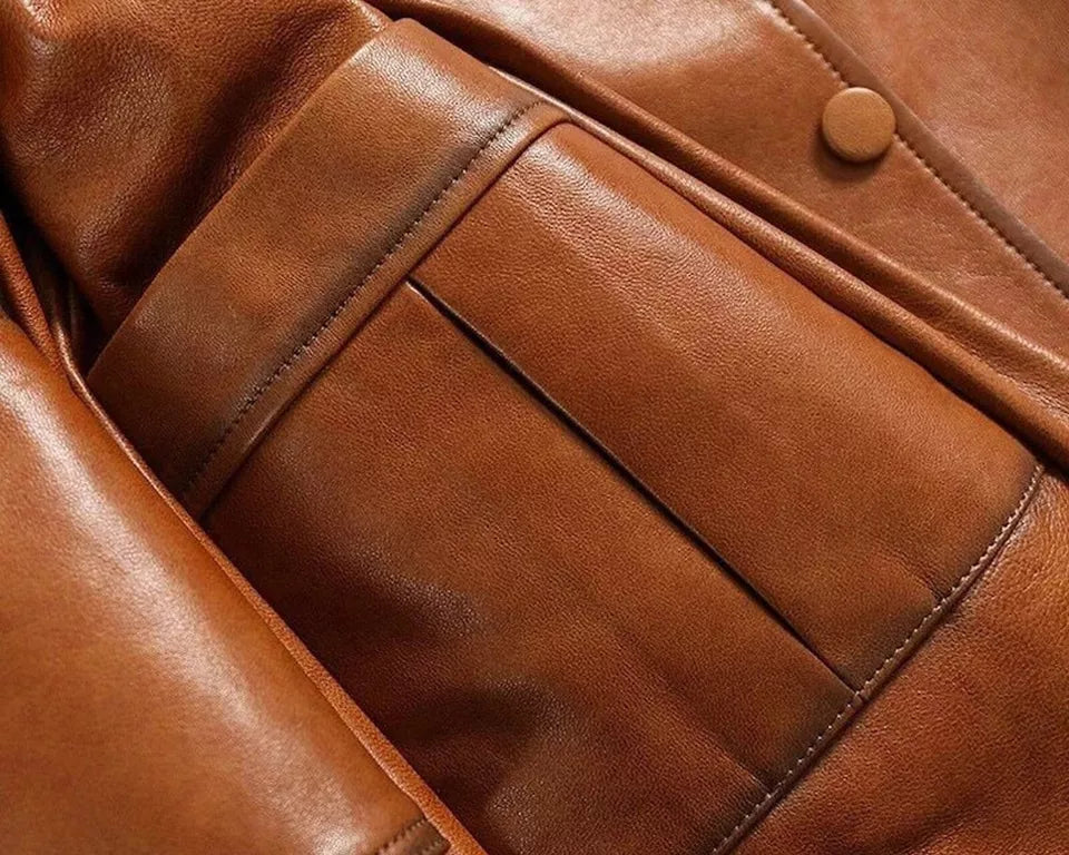 Womens Italian Style Real Leather Trench Coat