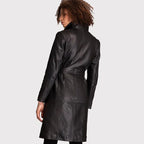 Womens Black Lambskin Leather Coat