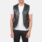 Mens Auden Black Leather Vest