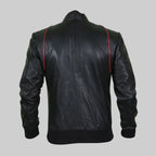 Drake Mens Black Bomber Moto Leather Jacket