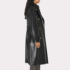 Women Black Leather Trench Coat