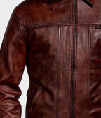Men’s Brown Distressed Biker Leather Jacket