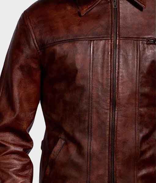 Men’s Brown Distressed Biker Leather Jacket