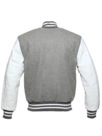 Mens Grey And White Varsity Jacket