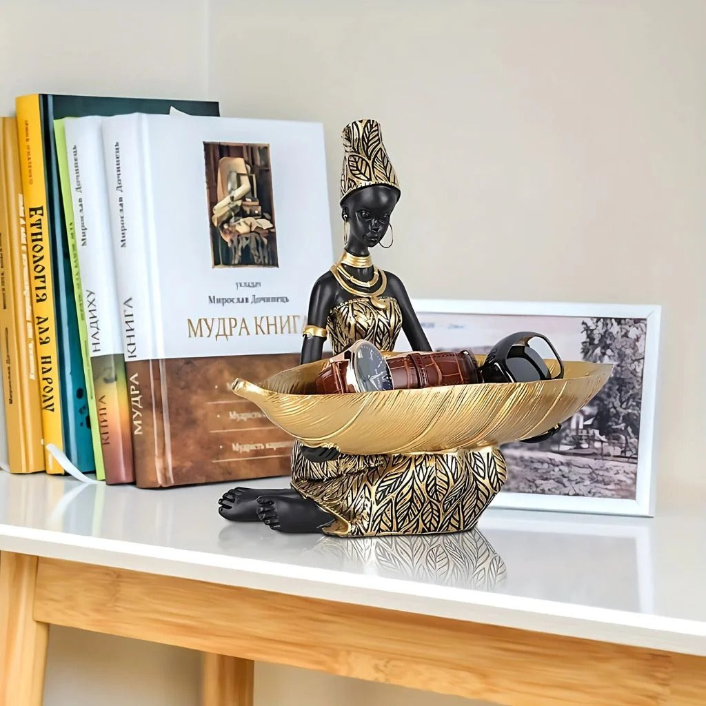 Gold Leaf Figurine Storage Tray