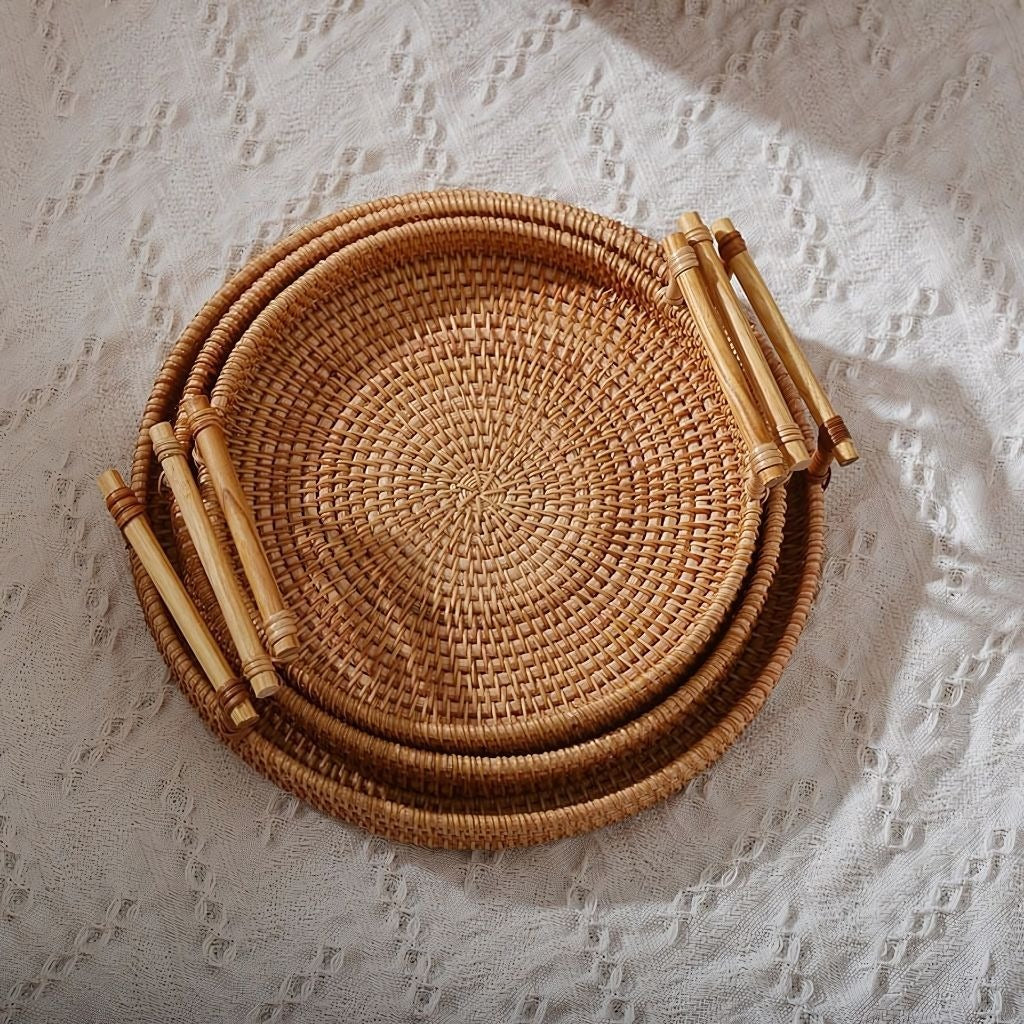 Handwoven Rattan Storage Tray