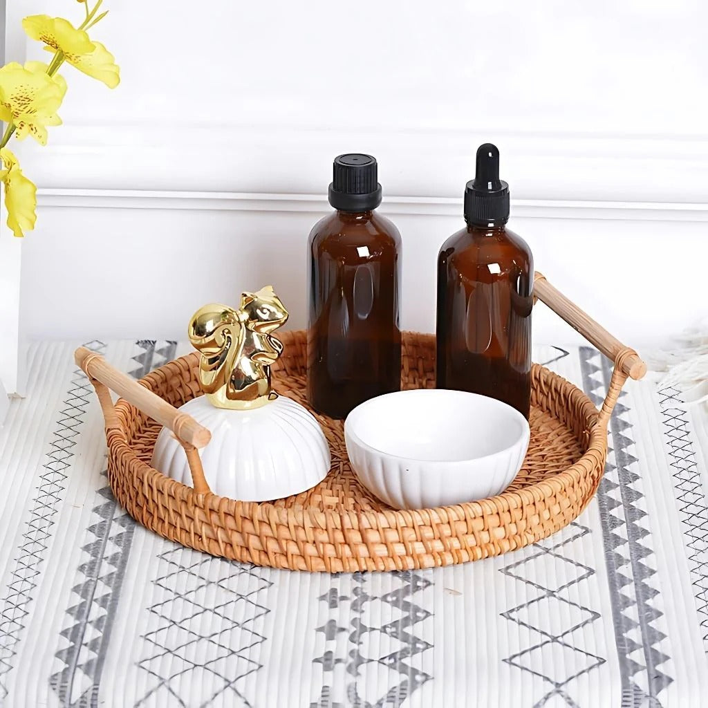 Handwoven Rattan Storage Tray