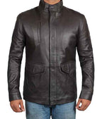 Men’s Long Brown Biker Leather Jacket