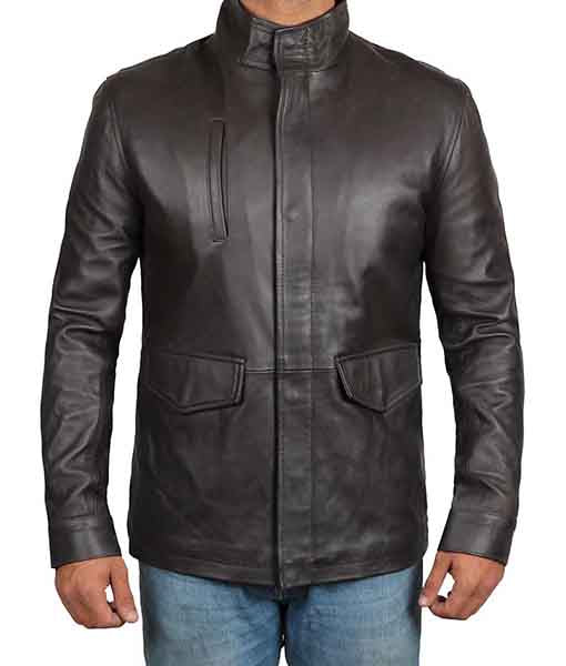 Men’s Long Brown Biker Leather Jacket