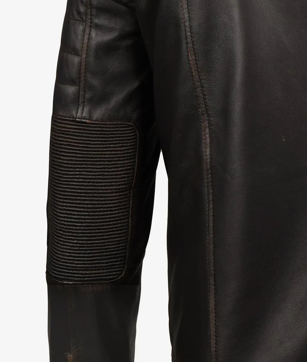 Real Leather Brown Biker Jacket for Men Vintage Style