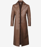 Stylish Mens Brown Leather Duster Coat