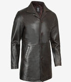 Mens Dark Brown Leather Car Coat – 3/4 Length