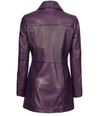 Womens Purple Leather Coat - 3/4 Length
