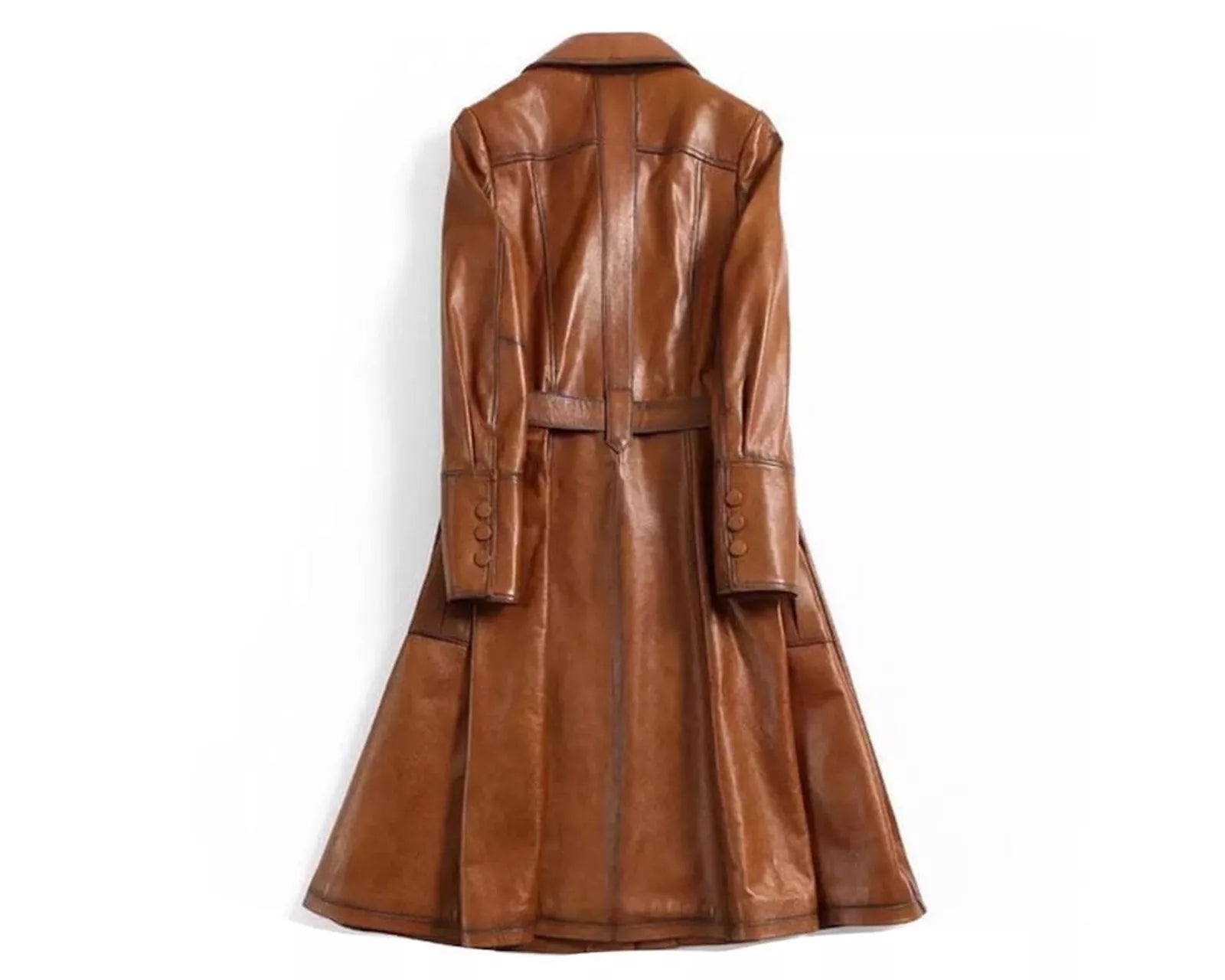 Womens Italian Style Real Leather Trench Coat