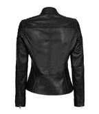 Womens Cafe Racer Black Leather Jacket