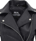 Real Leather Womens Biker Jacket Bari Black